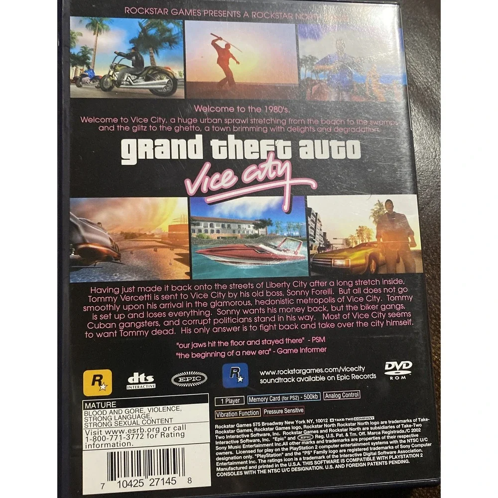 Grand Theft Auto Vice City (Playstation PS2) Black Label Complete w/Poster Exc!